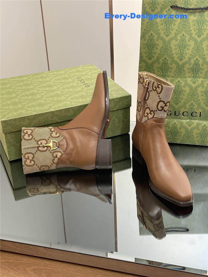 Gvc*1 horsebit-detail gg leather ankle boot