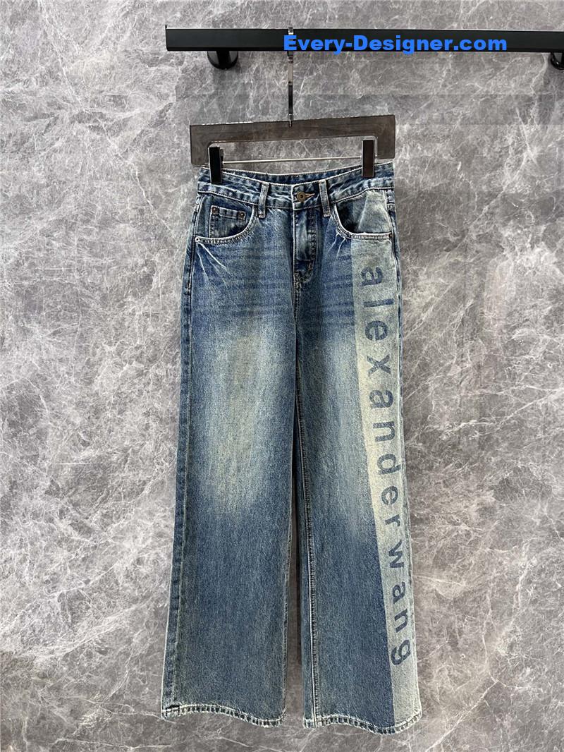 A1exa*der wang letters print denim trousers replica d & g clothing