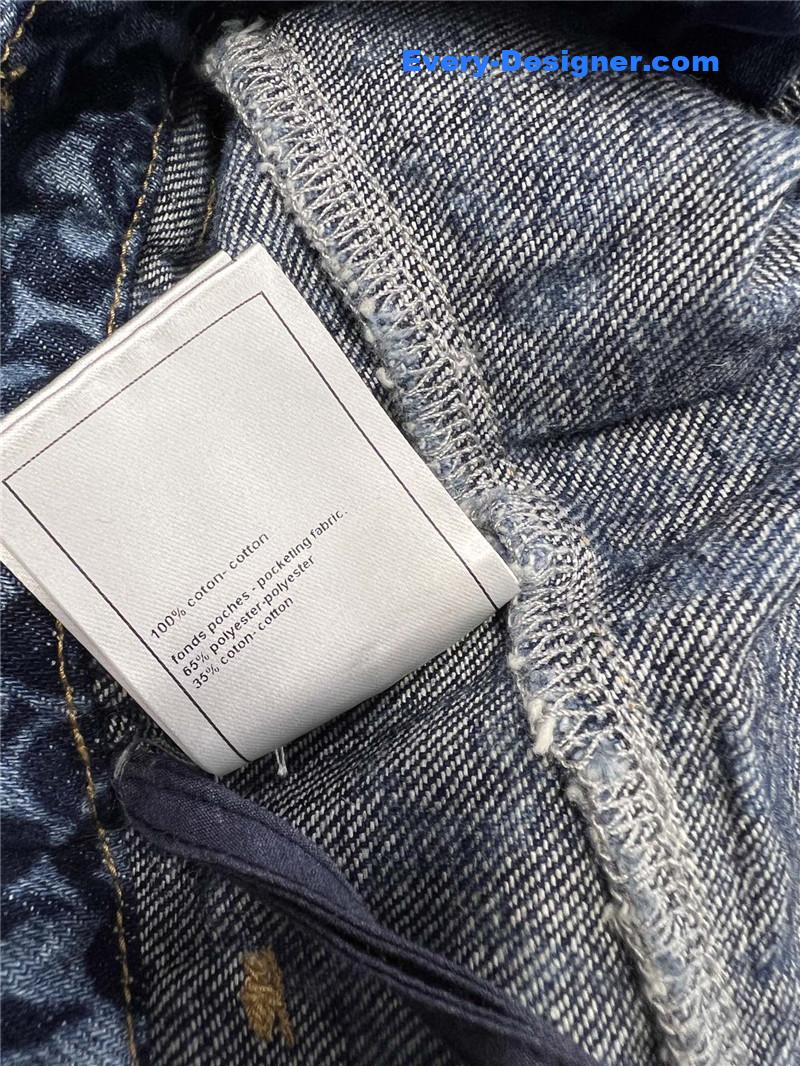 Ch**el floral logo print denim a-line shorts replicas clothes