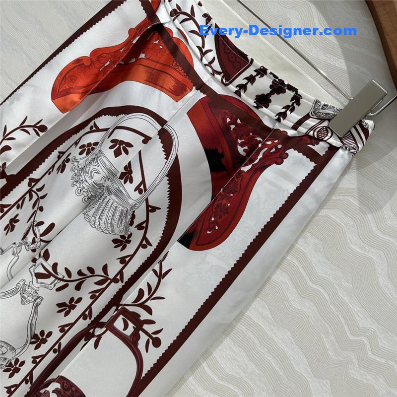 H**me5 printed silk straight wide-leg pants replicas clothes