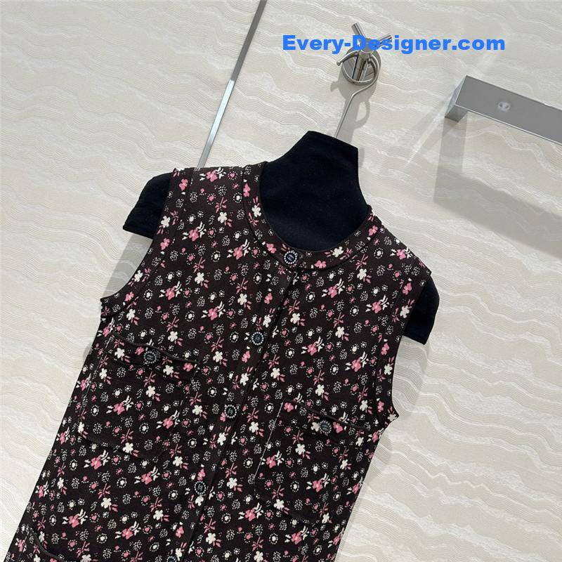 Ch**el small floral glitter knitted vest jacket replica clothing