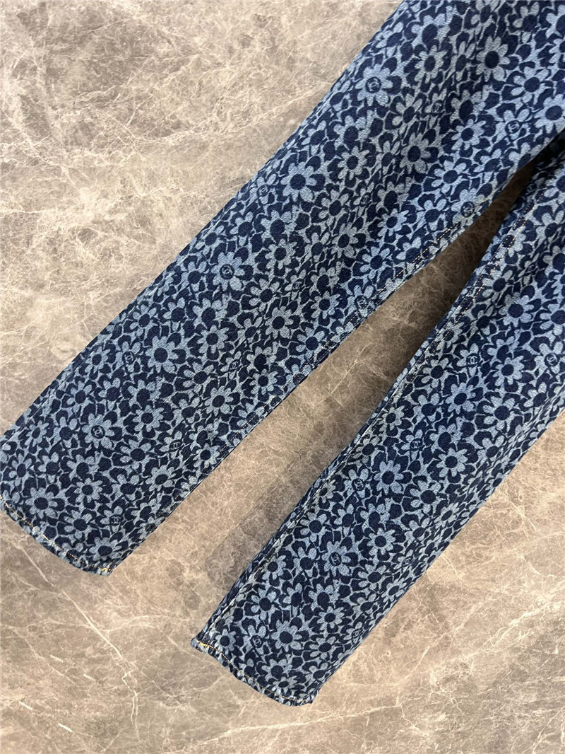 Ch**el floral jacquard denim trousers replicas clothes