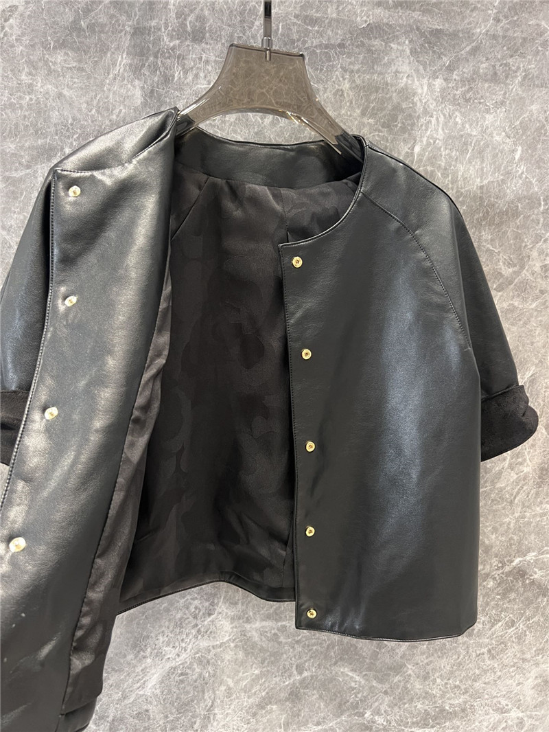 Ch**el short-sleeved leather jacket replica clothing sites