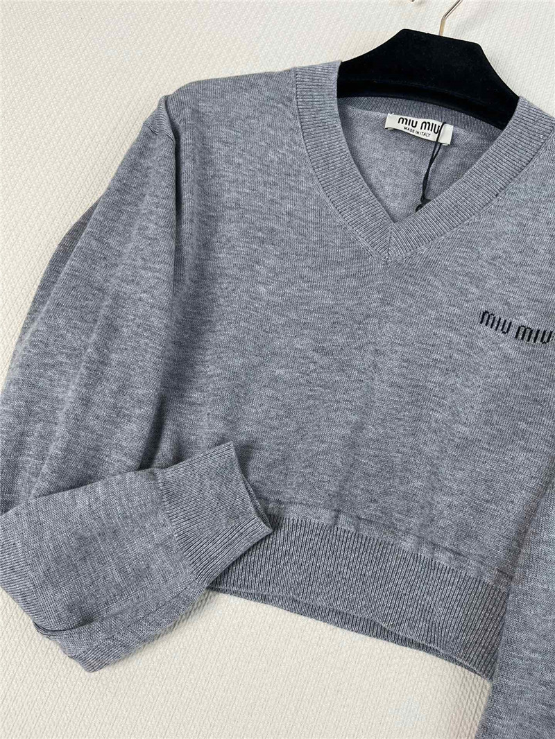 M1um1u long-sleeved knitted top replica clothing sites