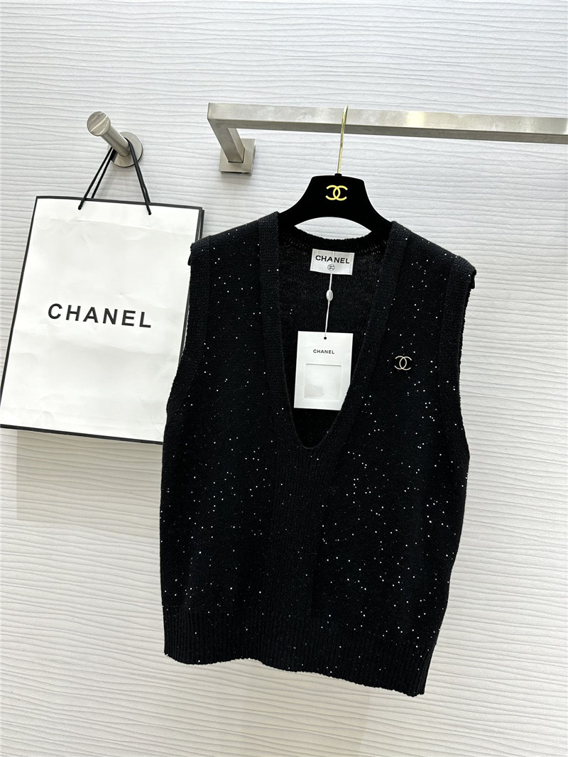 Chanel wool sequin yarn vest replica clothes