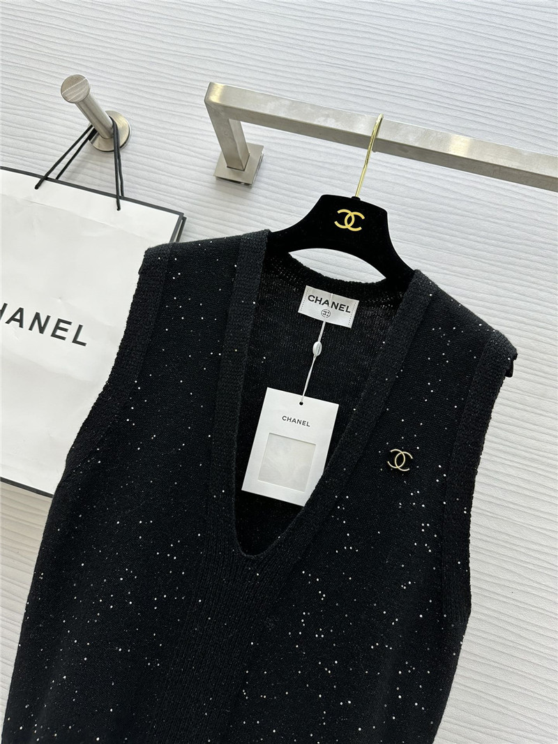 Chanel wool sequin yarn vest replica clothes