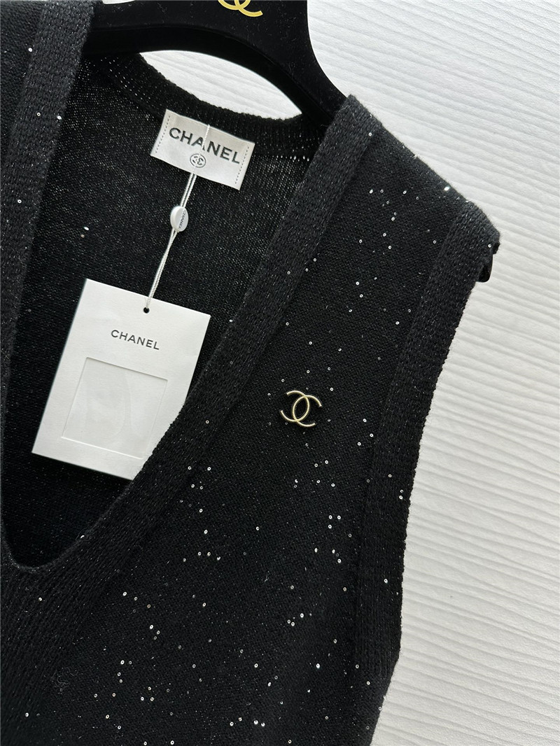Chanel wool sequin yarn vest replica clothes