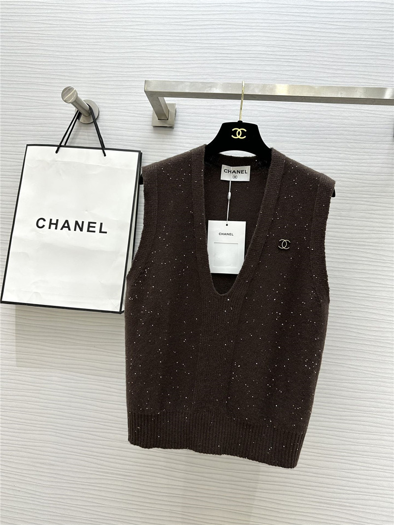 Chanel wool sequin yarn vest replica clothes