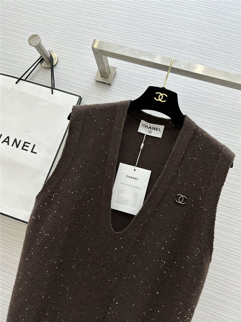 Ch**el wool sequin yarn vest replica clothes