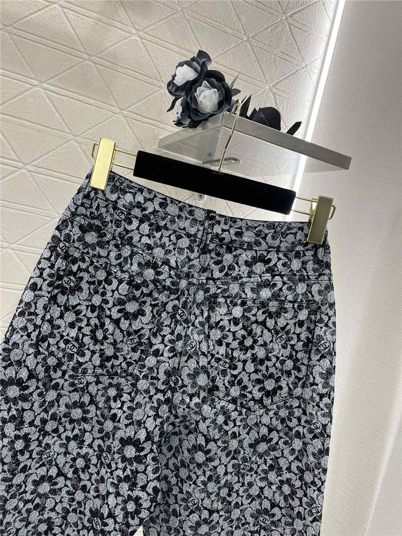 Ch**el laser floral denim trousers replica clothes