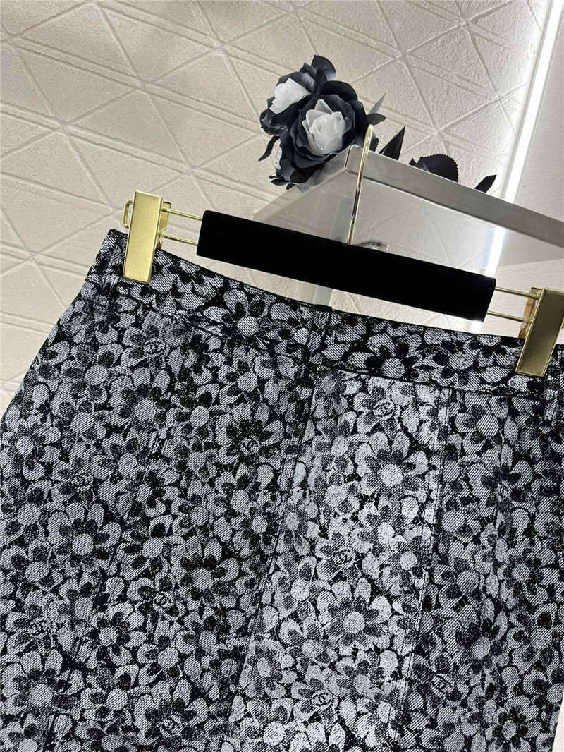 Ch**el laser floral denim skirt replica clothing