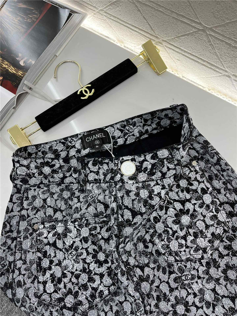 Ch**el laser floral denim skirt replica clothing