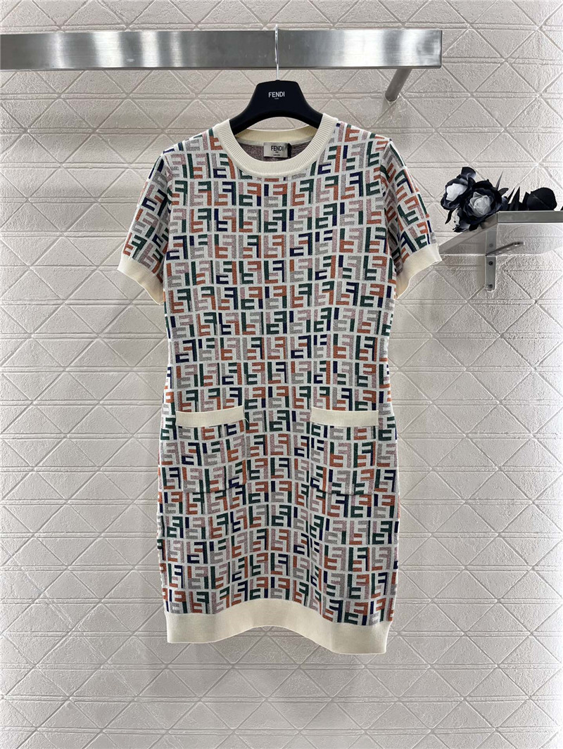 Fendi short sleeve jacquard dress replica d&g clothing