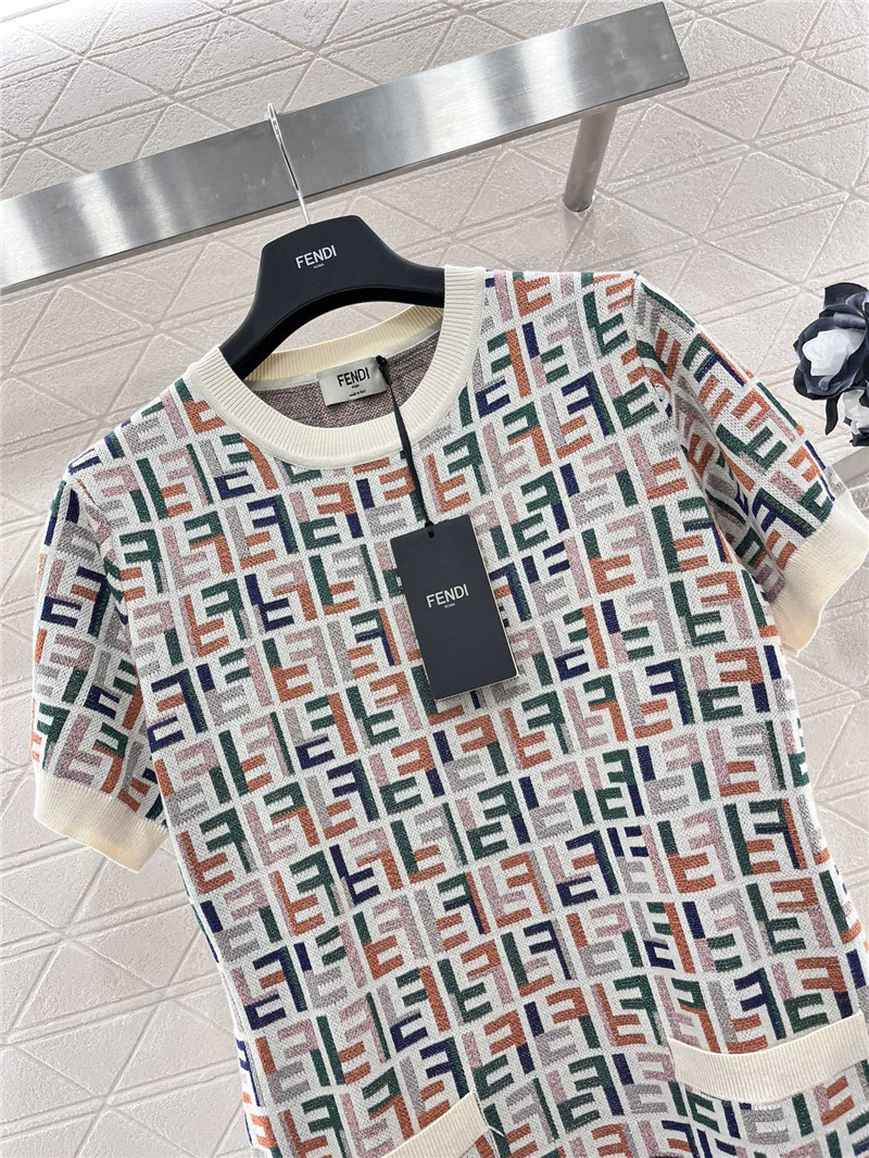 F**di short sleeve jacquard dress replica d&g clothing