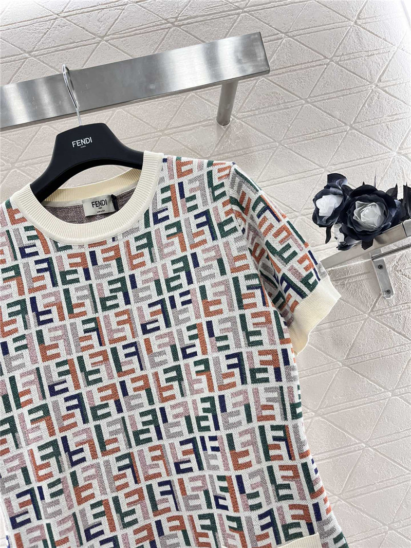 F**di short sleeve jacquard dress replica d&g clothing