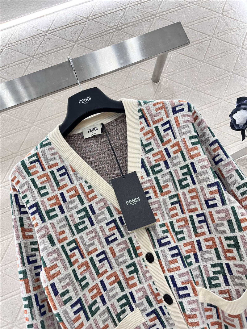 F**di jacquard knitted v-neck cardigan replica clothing