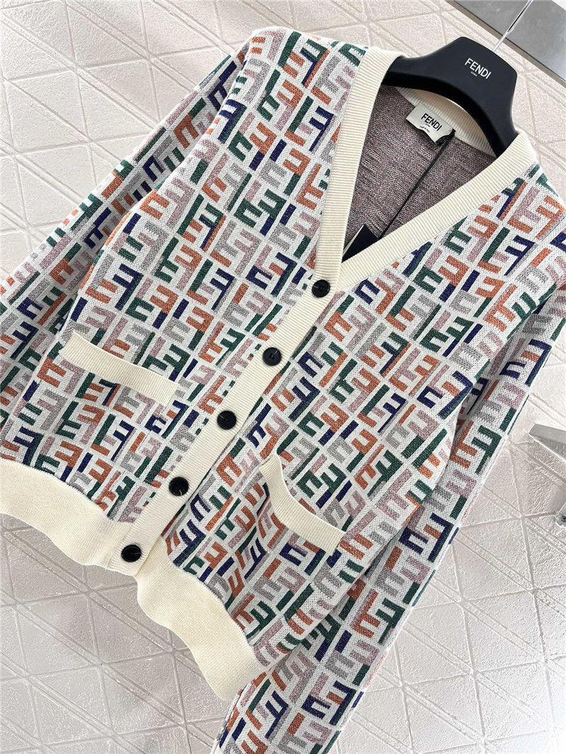 F**di jacquard knitted v-neck cardigan replica clothing