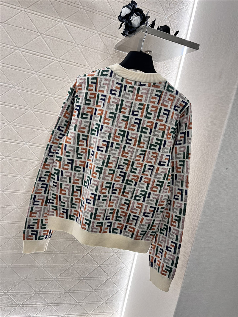 F**di jacquard knitted round neck cardigan replica clothes