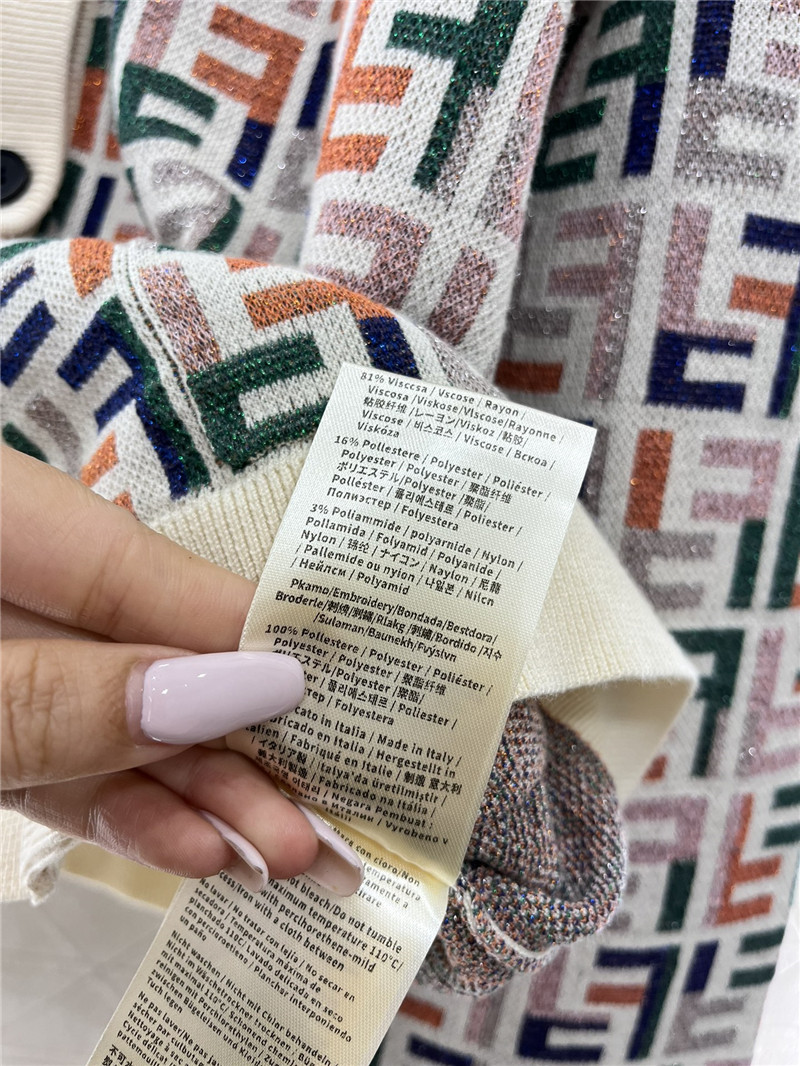 F**di jacquard knitted round neck cardigan replica clothes