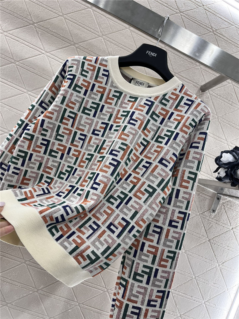 F**di jacquard knitted crew neck top replicas clothes