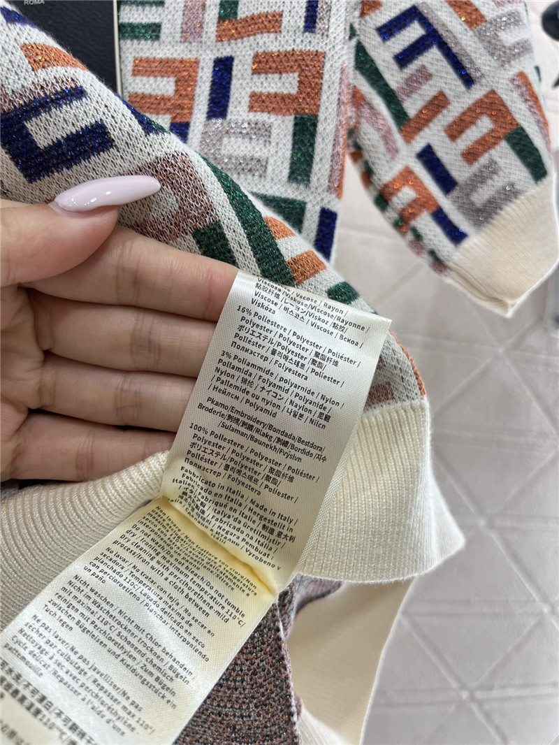 F**di jacquard knitted round neck short sleeve replica clothes