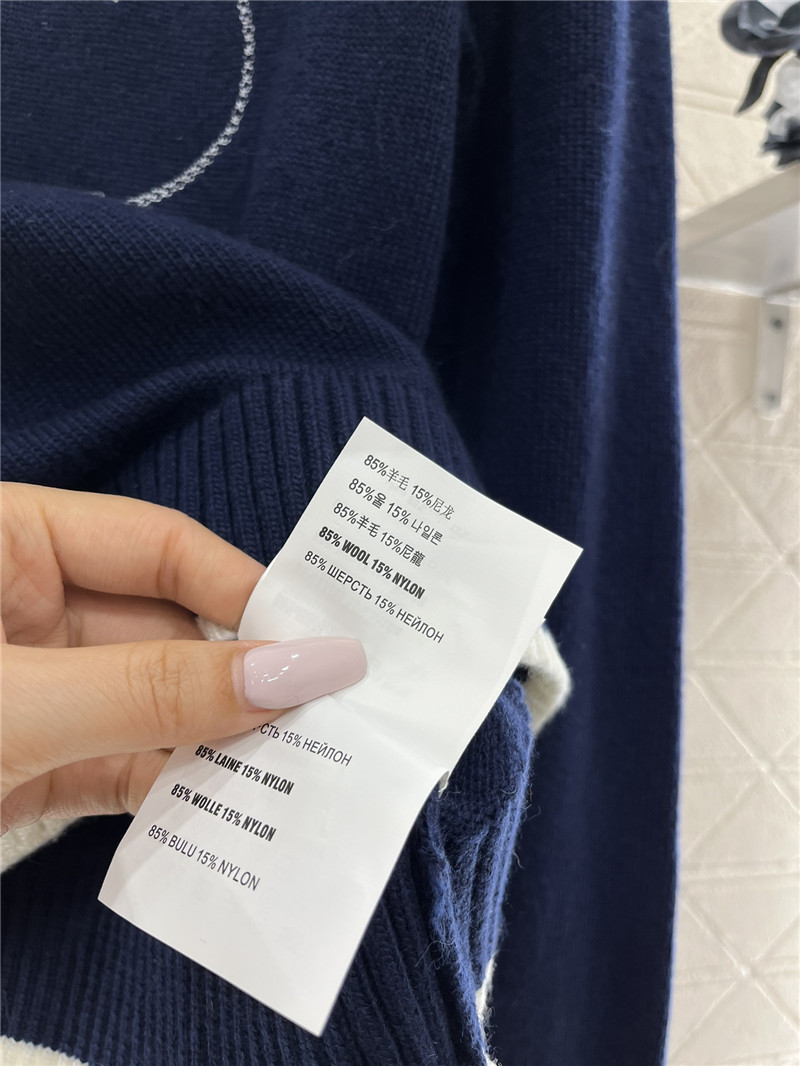 Pra*a logo-intarsia crop wool sweater navy