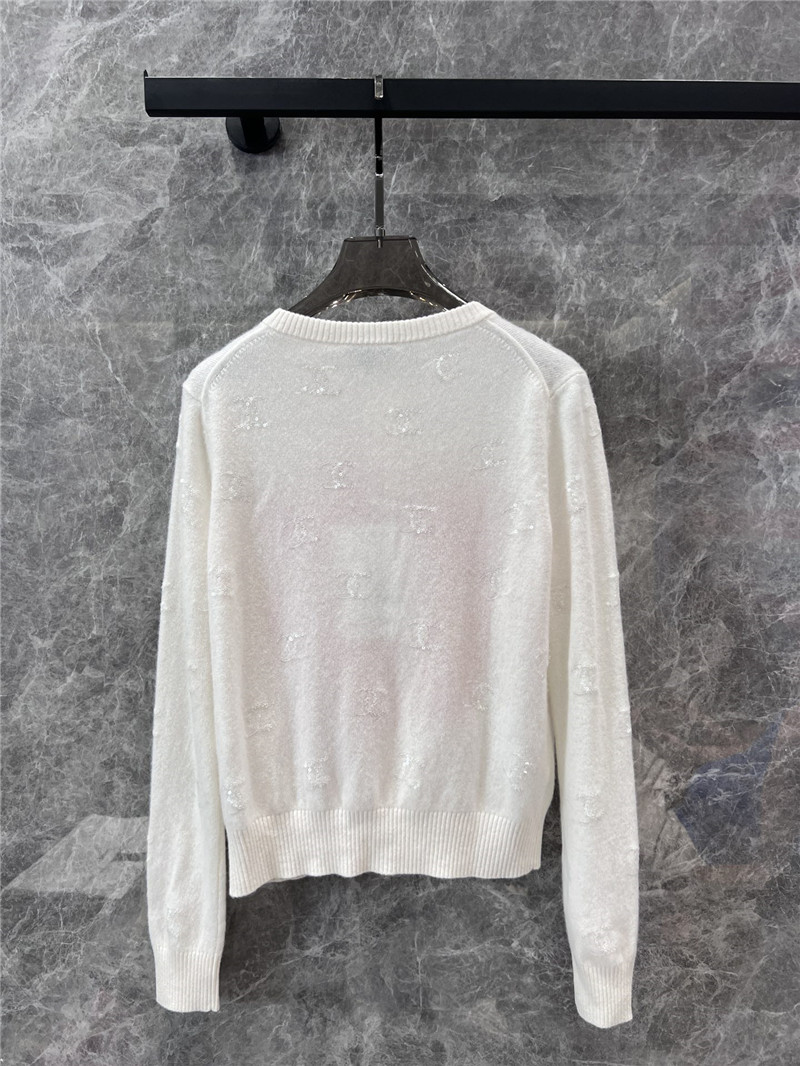 Chanel Crop Floral Intarsia Cardigan Ivory