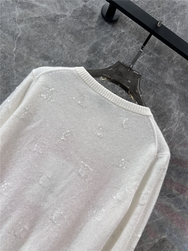 Chanel Crop Floral Intarsia Cardigan Ivory