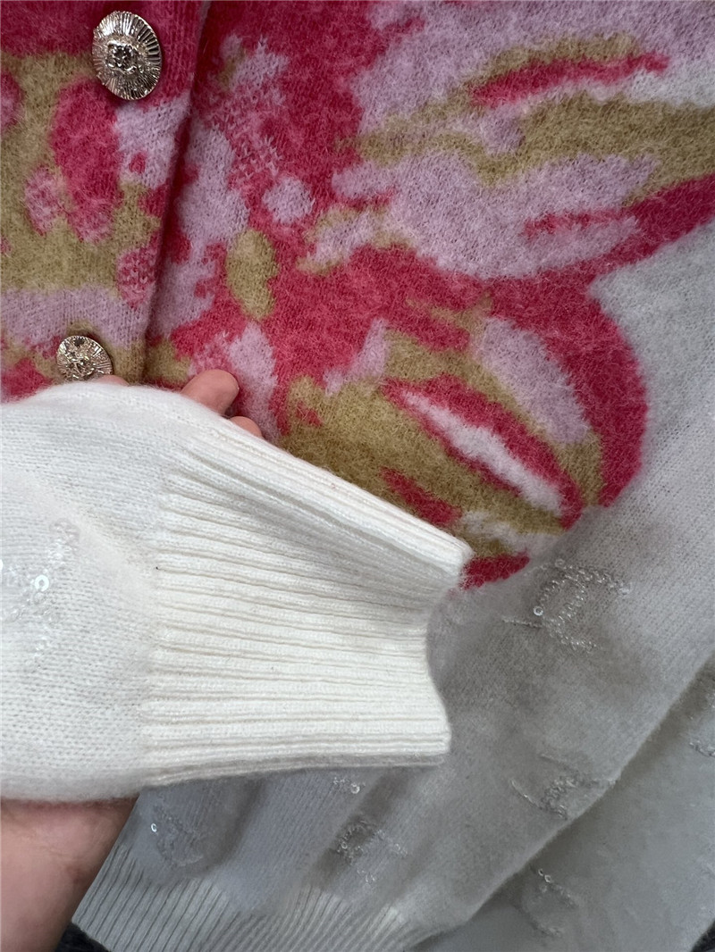 Chanel Crop Floral Intarsia Cardigan Ivory