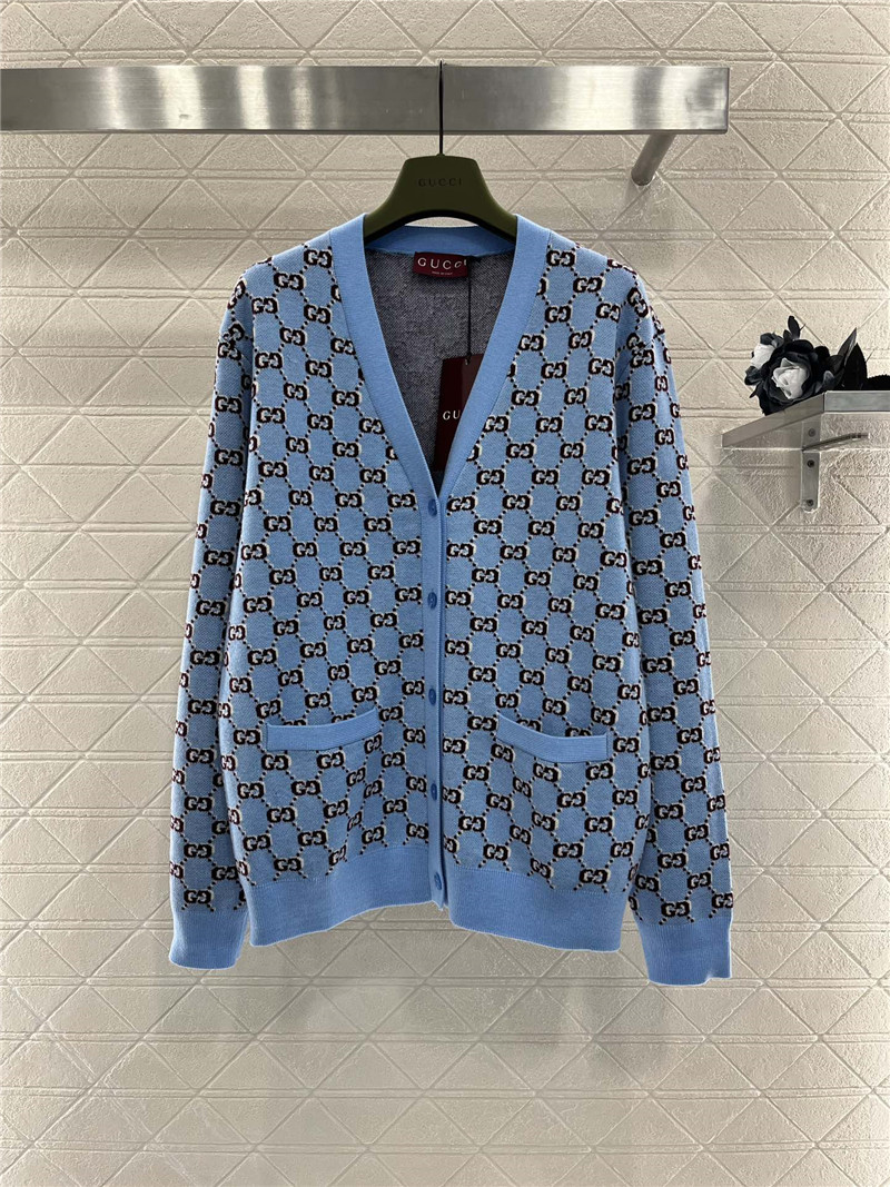 Gucci GG Shadow Jacquard Cardigan Blue/Multi