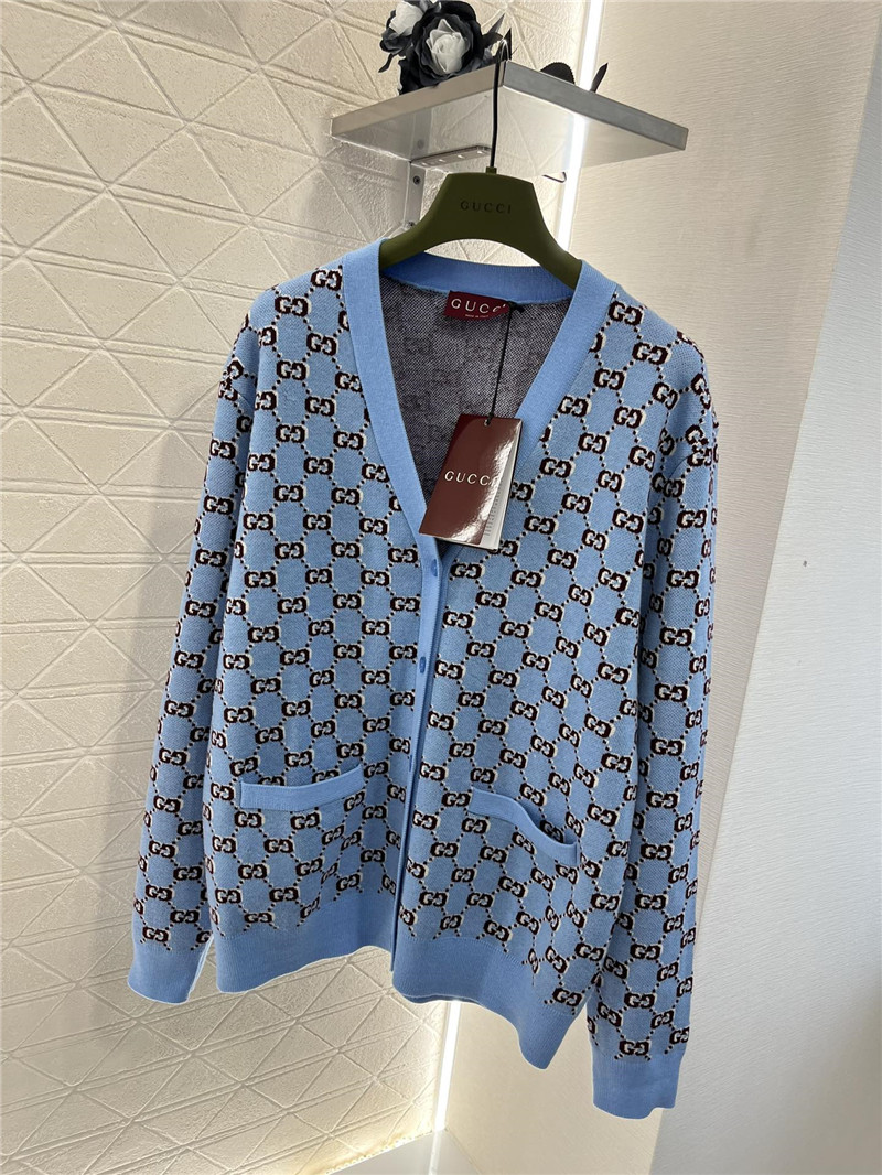 Gvc*1 gg shadow jacquard cardigan blue/multi