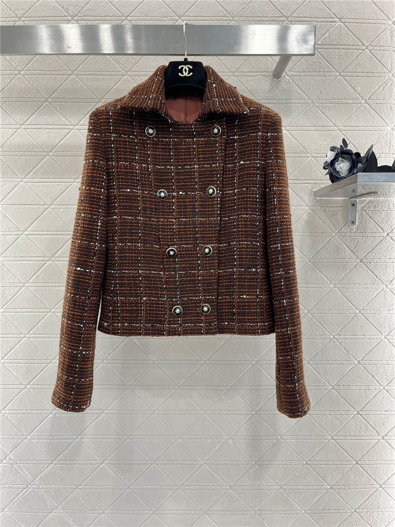 Chanel lapel double-breasted woven coat replicas clothes
