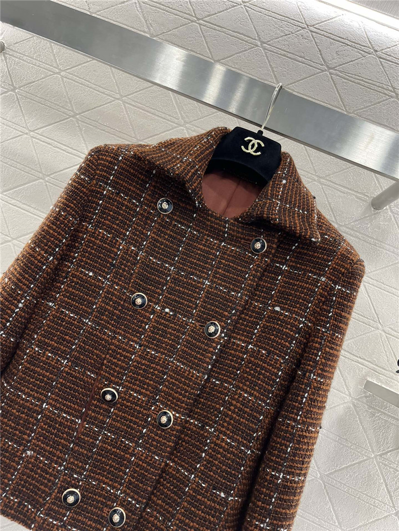 Chanel lapel double-breasted woven coat replicas clothes