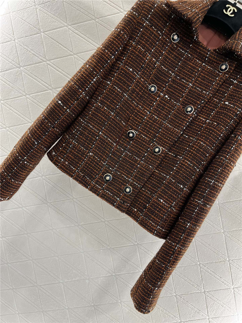 Chanel lapel double-breasted woven coat replicas clothes