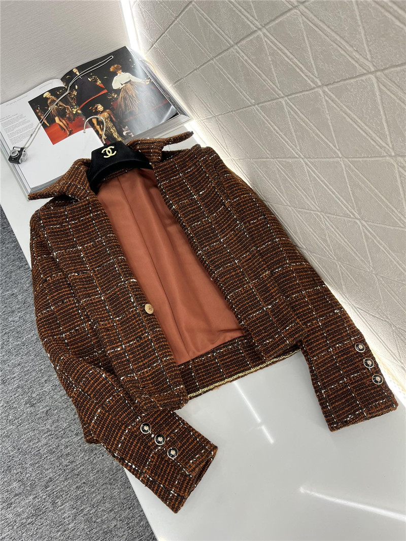 Chanel lapel double-breasted woven coat replicas clothes