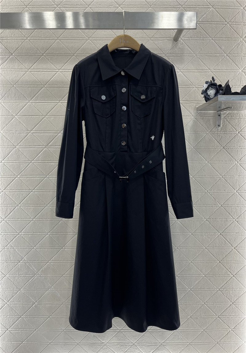 dior long sleeve belt shirt dress replica d&g clothing