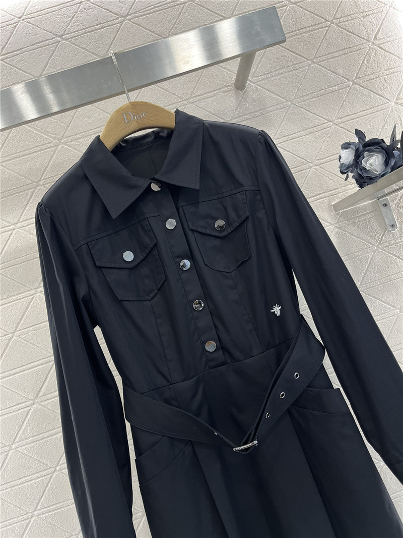 dior long sleeve belt shirt dress replica d&g clothing