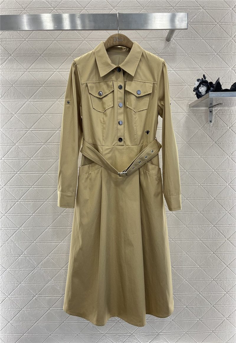 dior long sleeve belt shirt dress replica d&g clothing