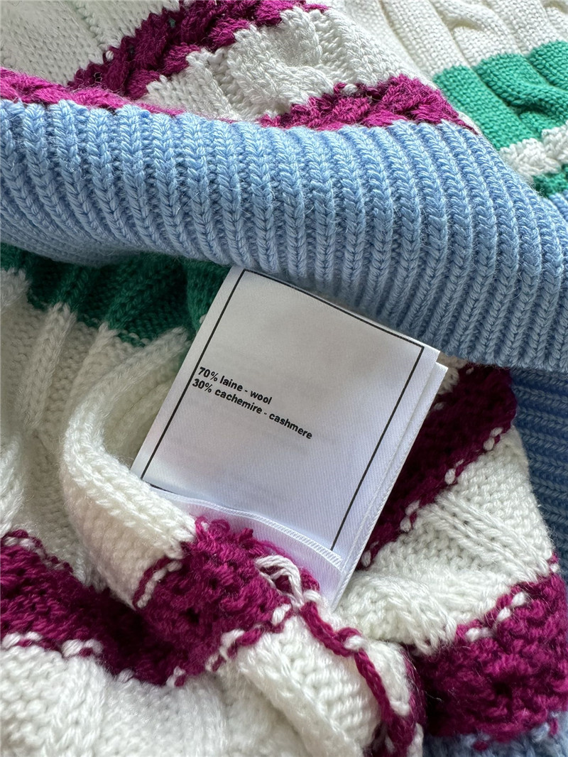 Ch**el multicolor striped cable-knit t-shirt white