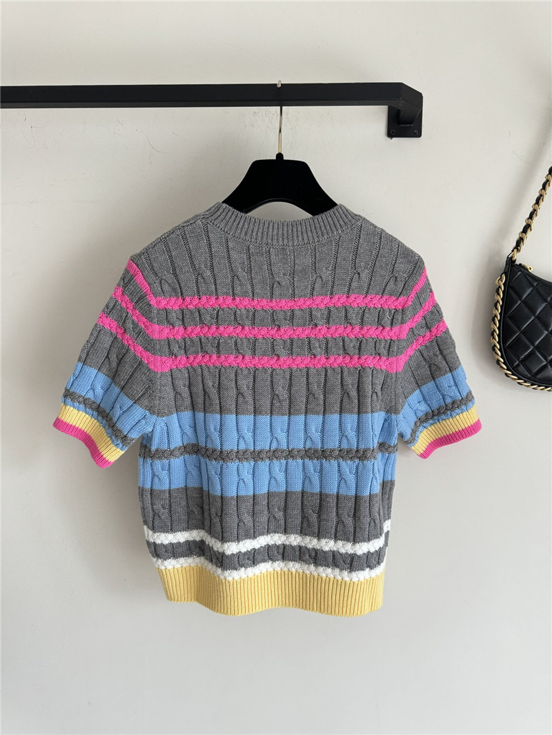 Ch**el multicolor striped cable-knit t-shirt grey