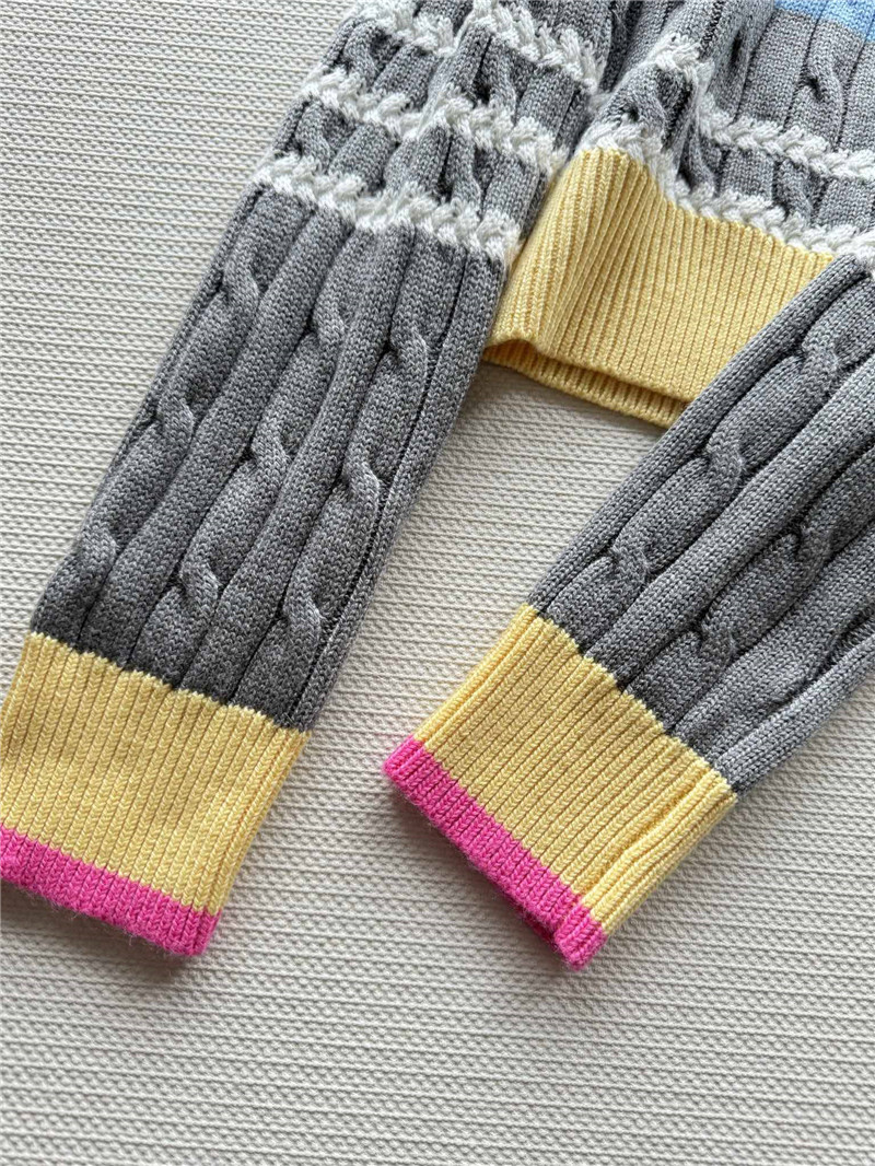 Ch**el multicolor striped cable cardigan grey