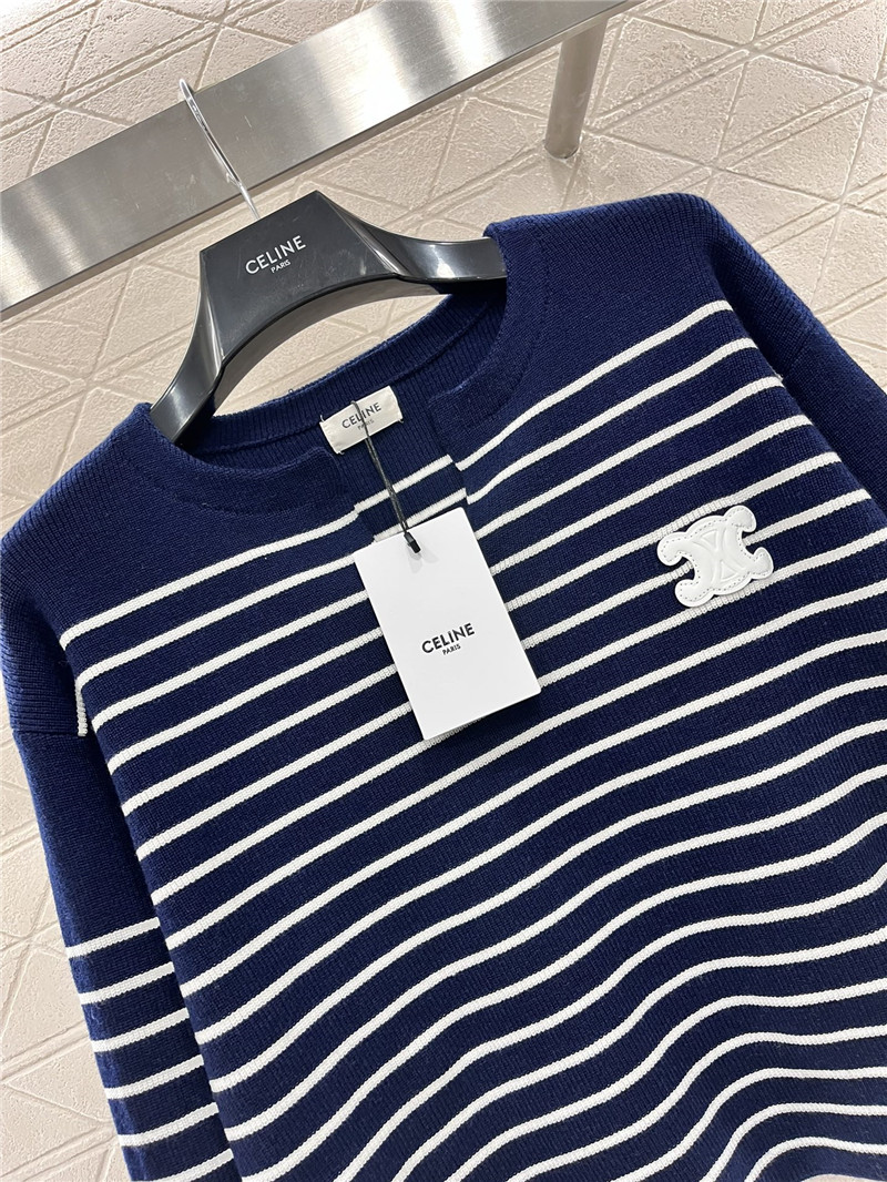 Ce1i*e triomphe striped ribbed sweater navy/white