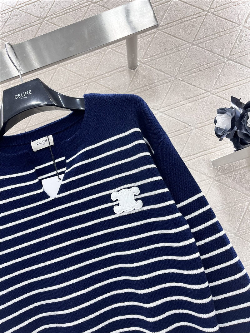 Ce1i*e triomphe striped ribbed sweater navy/white