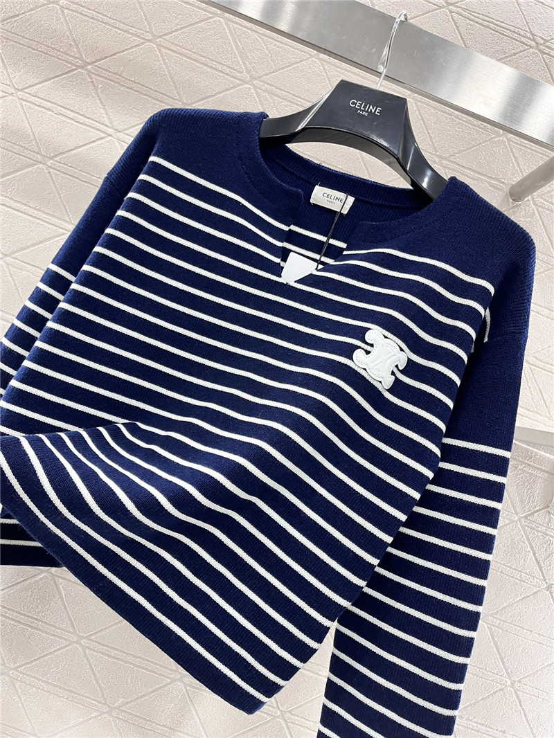 Ce1i*e triomphe striped ribbed sweater navy/white