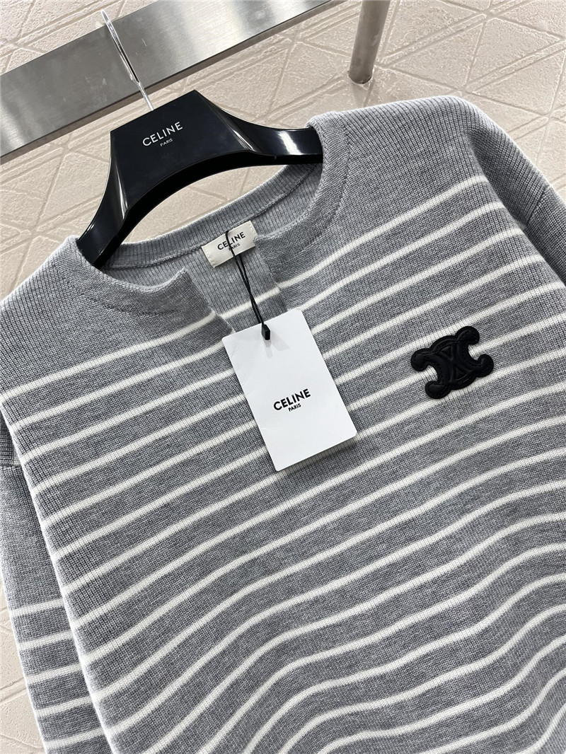 Ce1i*e triomphe striped ribbed sweater grey/white