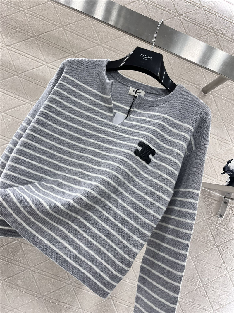 Ce1i*e triomphe striped ribbed sweater grey/white