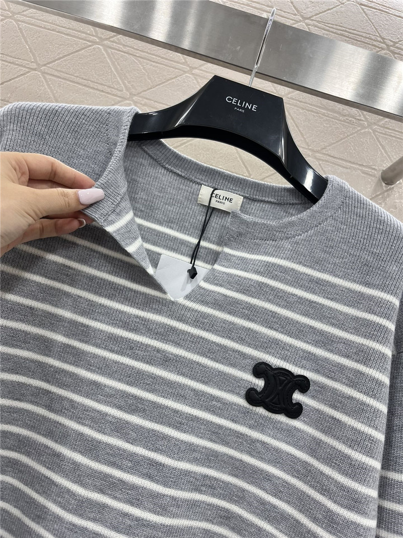 Ce1i*e triomphe striped ribbed sweater grey/white