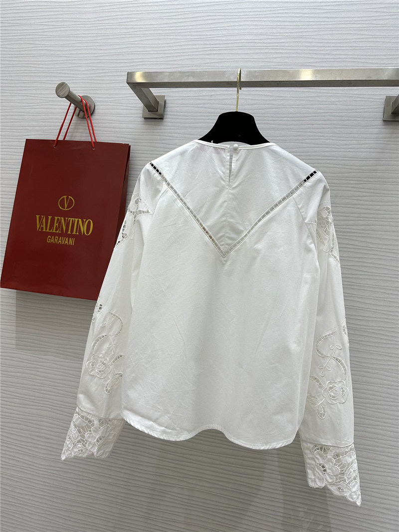 valentino hollow embroidery round neck shirt replica clothing