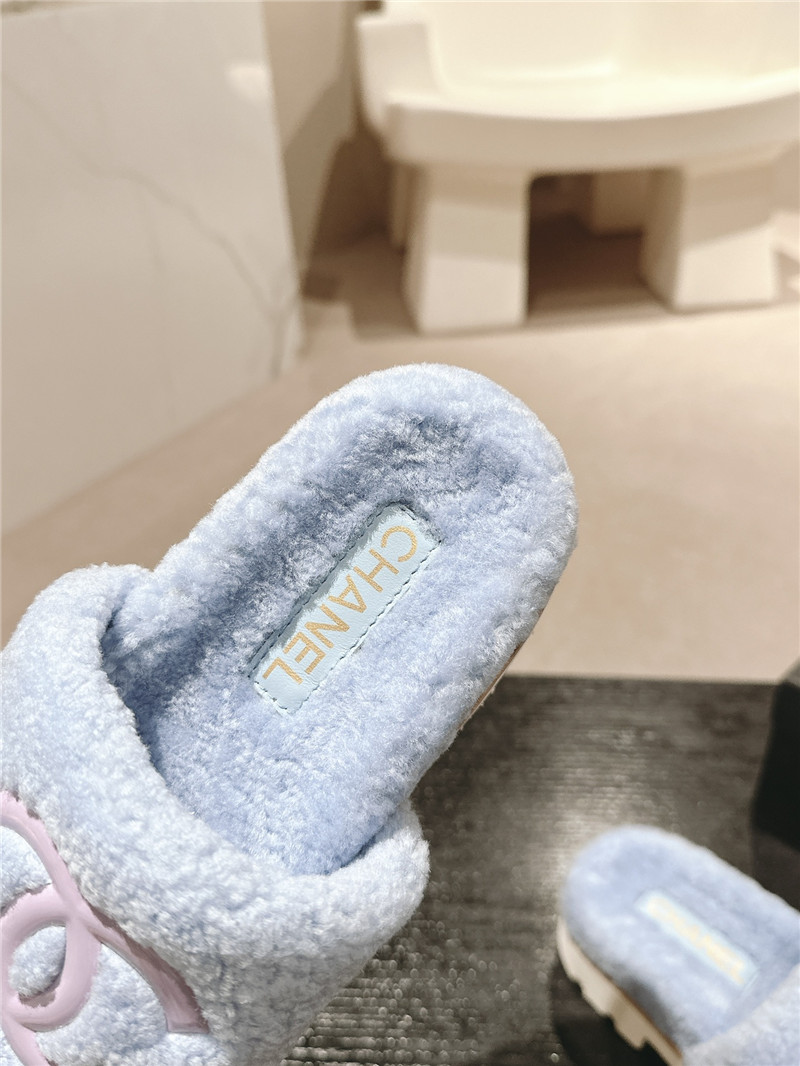 Ch**el blue wool home slide slippers