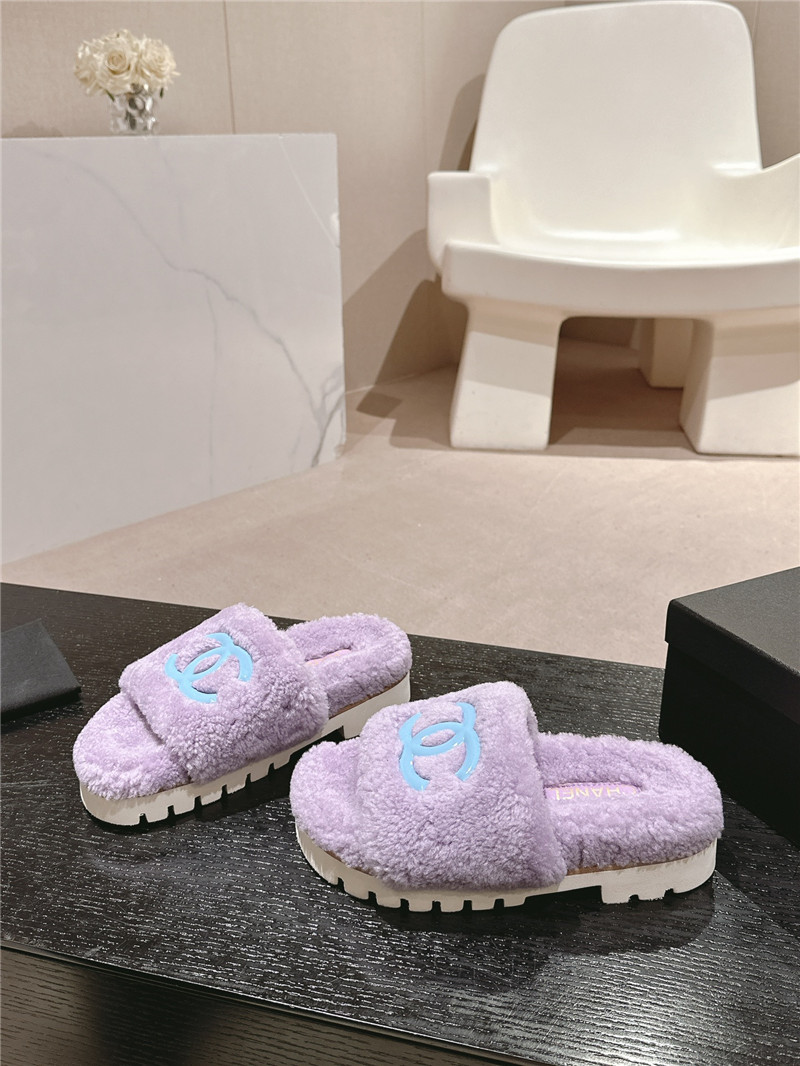 Chanel Purple Wool Home Slide Slippers